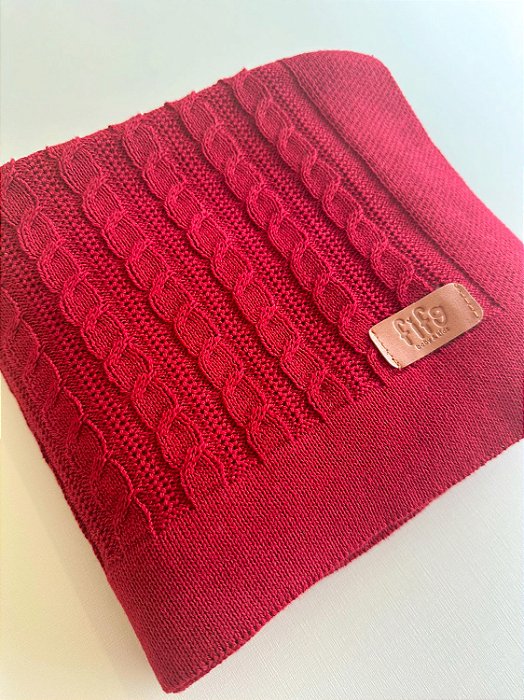Manta Tricot Trançada Vermelho