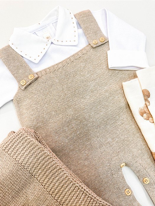 Jardineira Tricot Bege