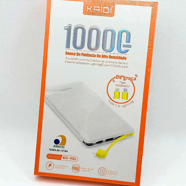 Carregador Portátil Kaidi Power Bank 10000 Mh