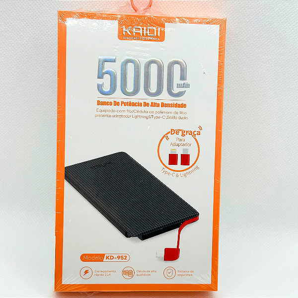 Carregador Portátil Kaidi Power Bank 5.000mah