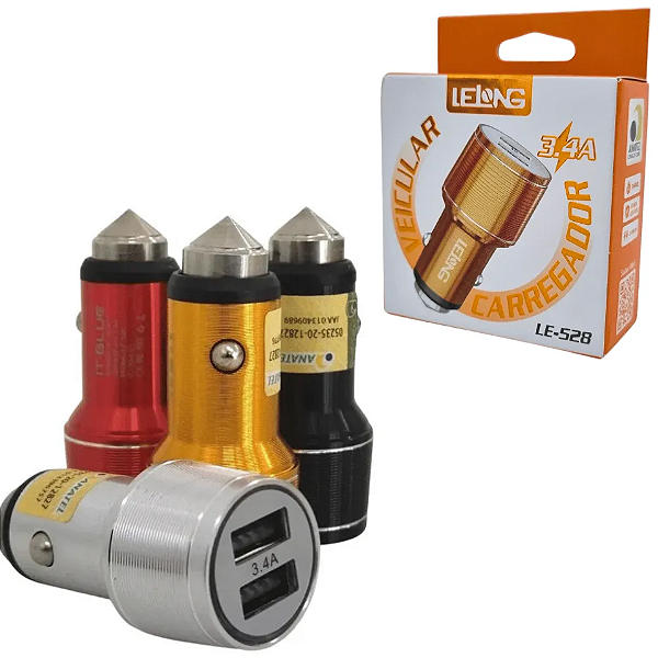 Carregador Veicular 3.4A DUAL USB - LELONG - LE-528