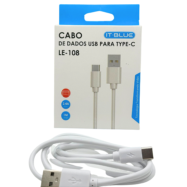 Cabo Carregador Tipo C USB 1m Le - 108 - IT Blue