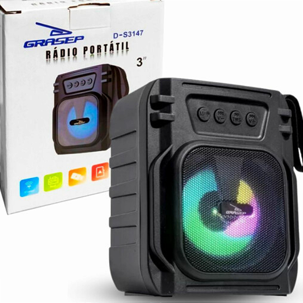 Caixa de Som Bluetooth Portátil 10W Rádio USB - D-S3147