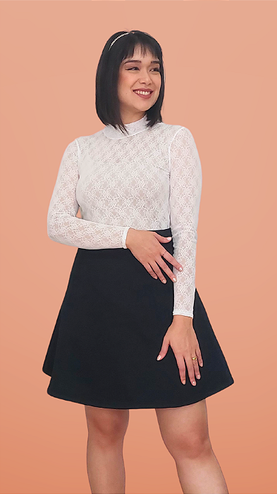 Blusa Renda Rosas I - Branca
