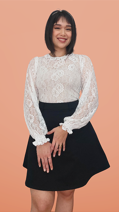 Blusa Renda Rosas II - Branca