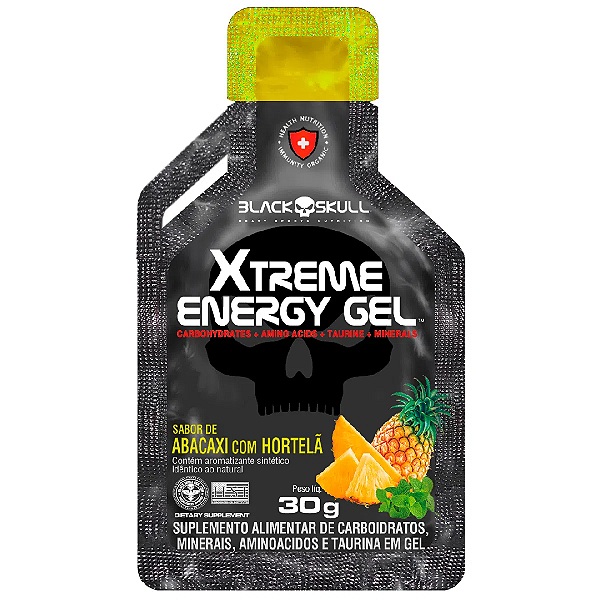 Xtreme Energy Gel Sachê sabor Abacaxi com Hortelã 30g - Black Skull