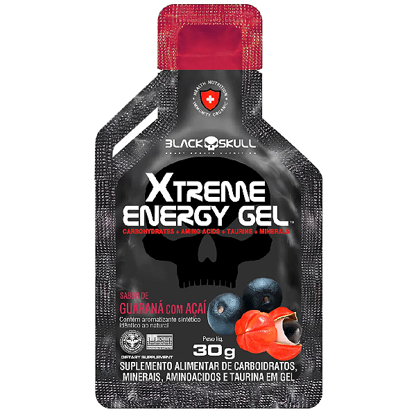 Xtreme Energy Gel Sachê sabor Guaraná com Açaí 30g - Black Skull