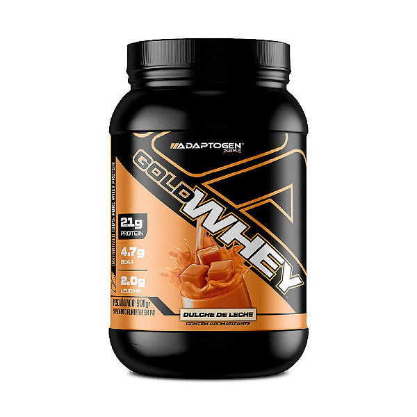 Gold Whey Concentrado Sabor Doce de Leite Pote 900g - Adaptogen