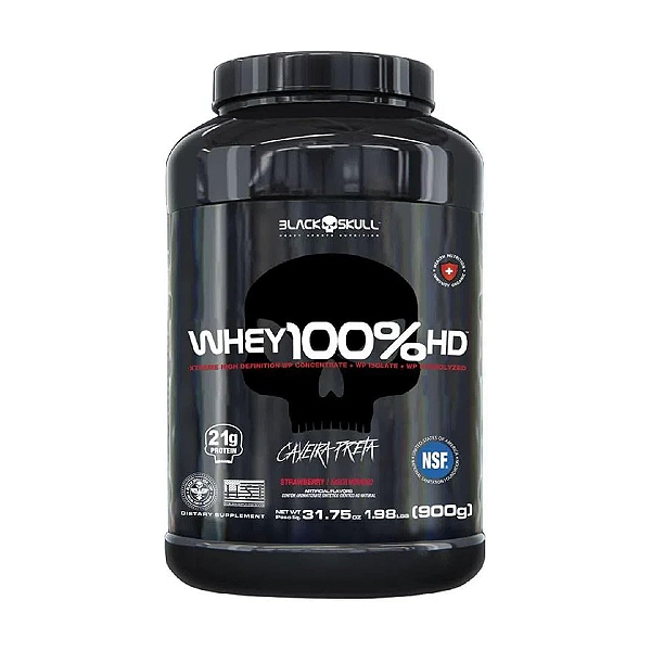 Whey 100% HD Morango 900g - Black Skull