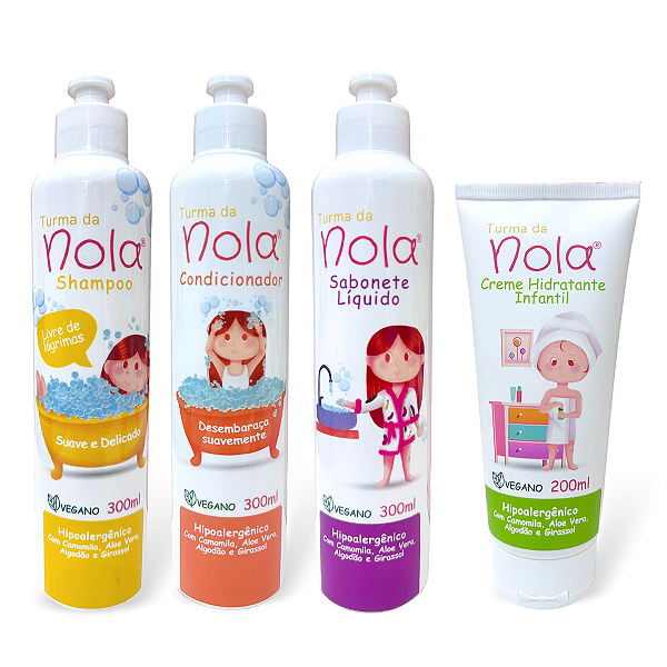 Kit Cosméticos Infantil - Shampoo, Condicionador, Sabonete Liquido e Creme Hidratante