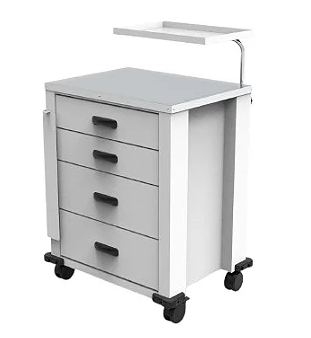 Carro De Emergência C/ 4 Gavetas c/ Suporte para Desfibrilador