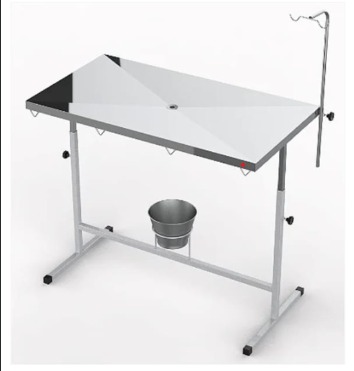 Mesa de Atendimento Veterinária Epóxi com Tampo Inox