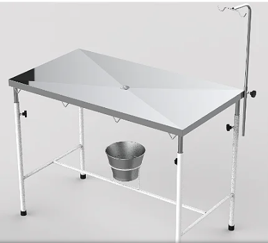 Mesa de Atendimento Veterinária Epóxi com Tampo Inox