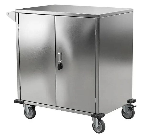 Carro para Transporte de Material / Roupa Limpa INOX Fechado c/ Portas