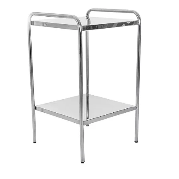 Mesa Auxiliar em Aço Inox 40x40x80cm com Ponteira