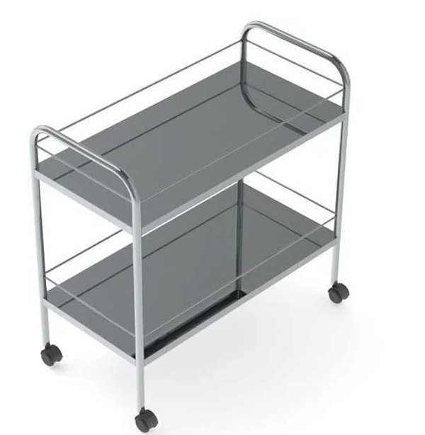 Mesa Auxiliar Inox 40x60x80cm com Rodizio e Varanda