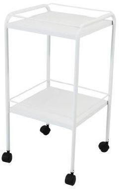 Mesa Auxiliar em Pintura Epóxi 40x40x80cm com Rodizio e Varanda