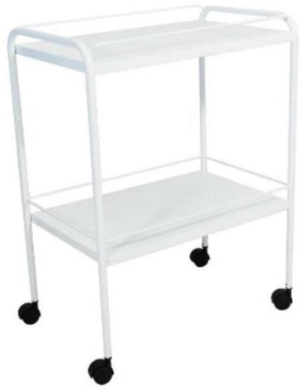 Mesa Auxiliar Pintura Epóxi 60x40x80cm com Rodizio e Varanda