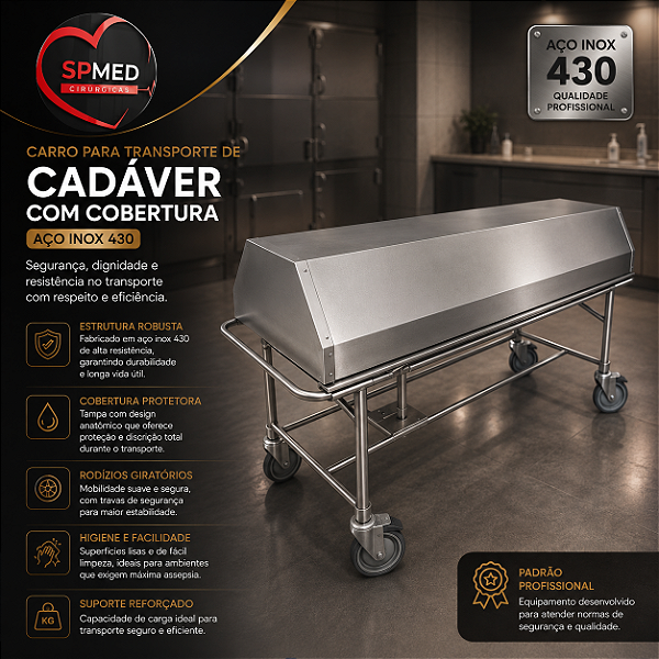 Carro para Transporte de Cadáver com Cobertura
