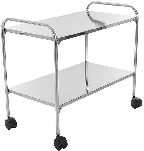 Mesa Auxiliar 90 x 50 x 80 Inox com Rodízios