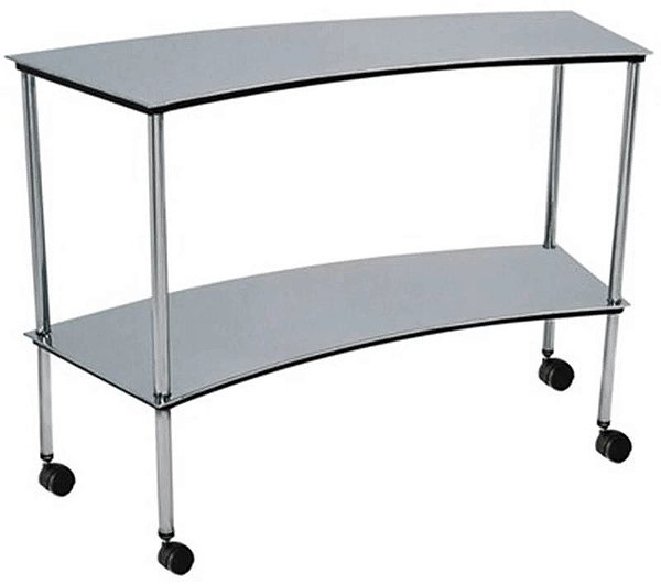 Mesa Semi-Circular Inox com Prateleira