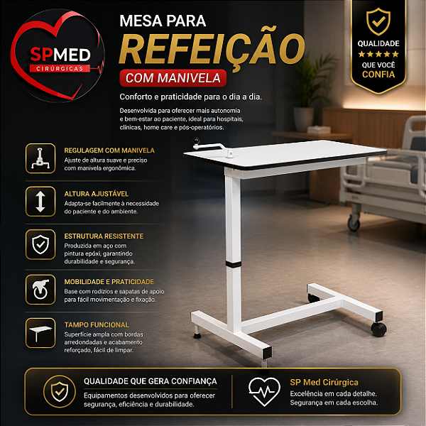 Mesa para Refeição com Manivela