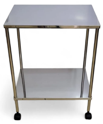 Mesa Auxiliar em Aço Inox L.60 x C.60 x A.75cm com Rodizio