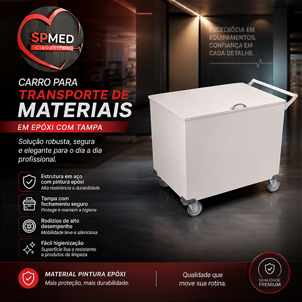 Carro para Transporte de Materiais em Epóxi com Tampa