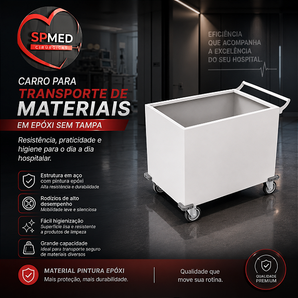Carro para Transporte de Materiais em Epóxi sem Tampa