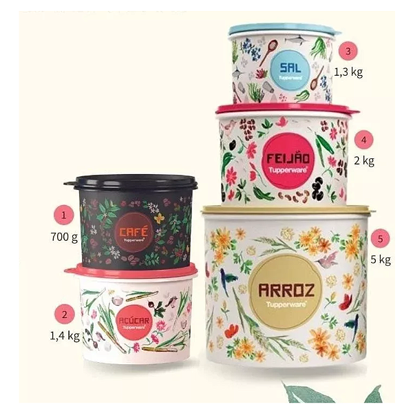 Kit Mantimento Floral Tupperware 5 Peças