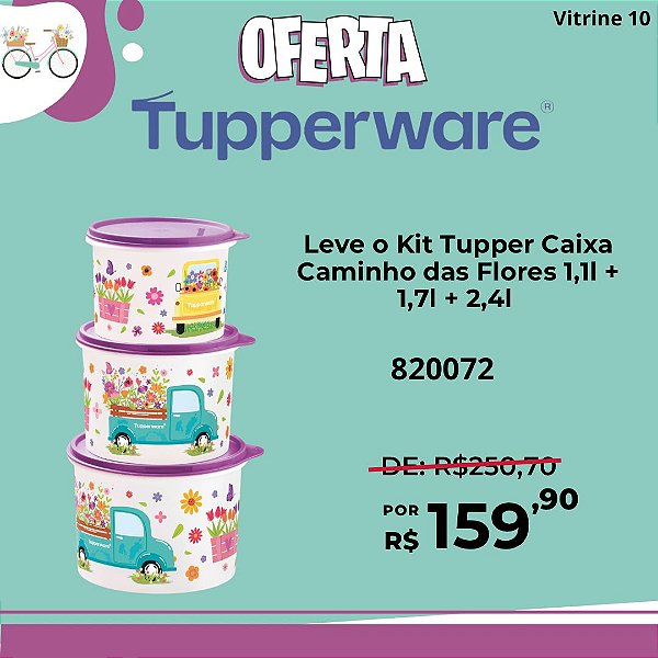 Kit 3 Peças Tupper Caixa Caminho das Flores