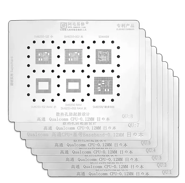 KIT STENCIL CPU ANDROID QU:1-8 SAMSUNG XIAOMI MOTOROLA LG 8PCS