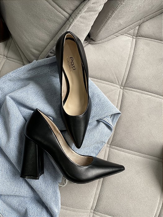 Scarpin Mavie Preto salto 8cm