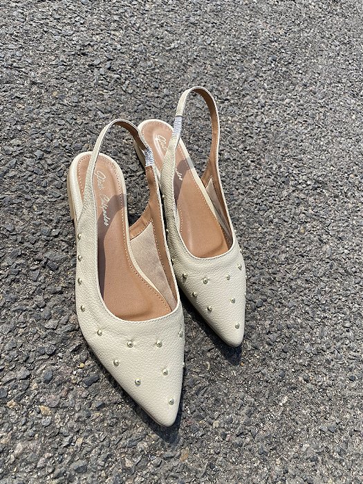 Sapatilha Slingbag Nude em COURO