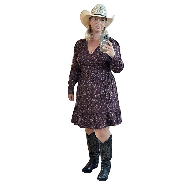 Vestido Curto Selff Western Paisley