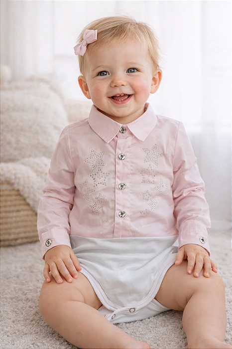 Body Camisa Pedraria ML Baby Ranch Fem