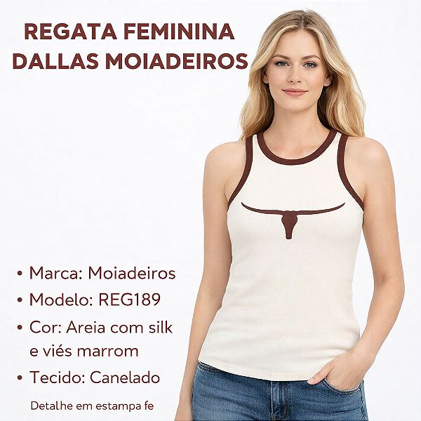 Regata Moiadeiros Dallas Off Withe Viés Marrom