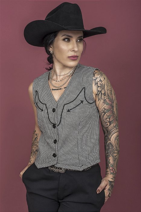 Colete Cowgirl Xadrez Miss Country