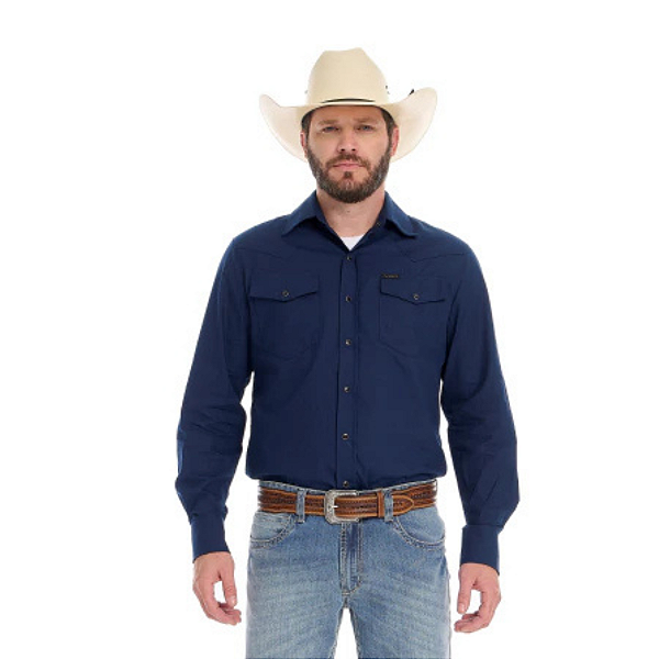 Camisa Masc. Selff Western Farm M/L Azul