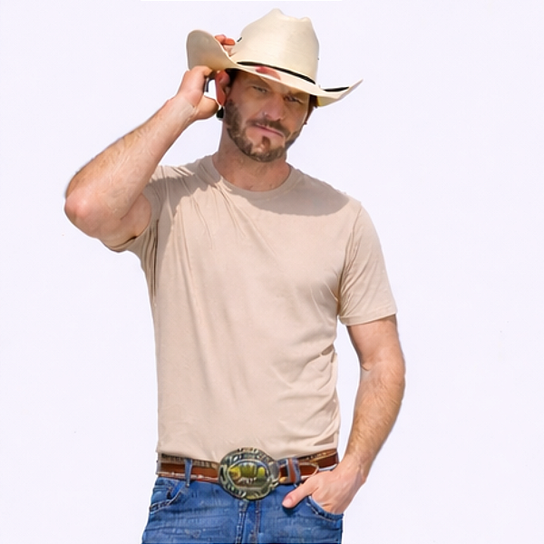 Camiseta Selff Western Masc Básica Bege