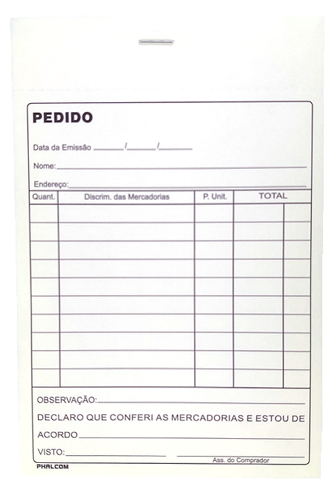 Bloco Pedido 11x17CM