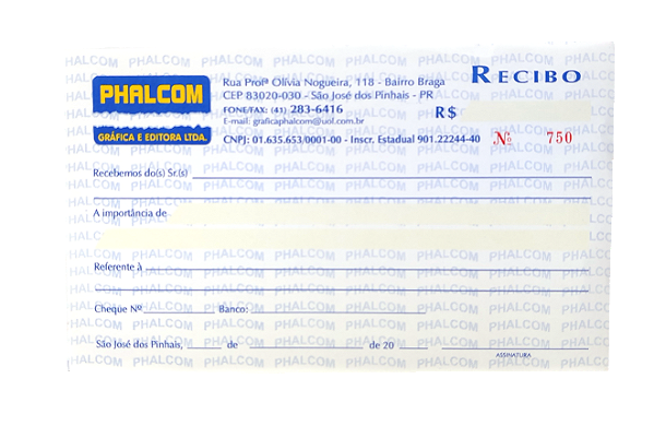 Bloco Recibo 19x11CM