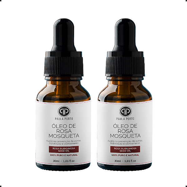 Kit 2 Óleos Rosa Mosqueta Hidratante Clareador 100% Puro 30ml