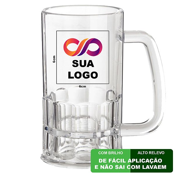 Estampa 6x6cm para Copo de Chopp  com Brilho e Auto Relevo