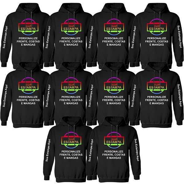 Kit 10un Moletons Canguru Personalizado Sua Estampa Ideia Qualquer Imagem