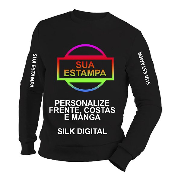 Moletom Gola Redonda Personalizado Sua Estampa Ideia Qualquer Imagem