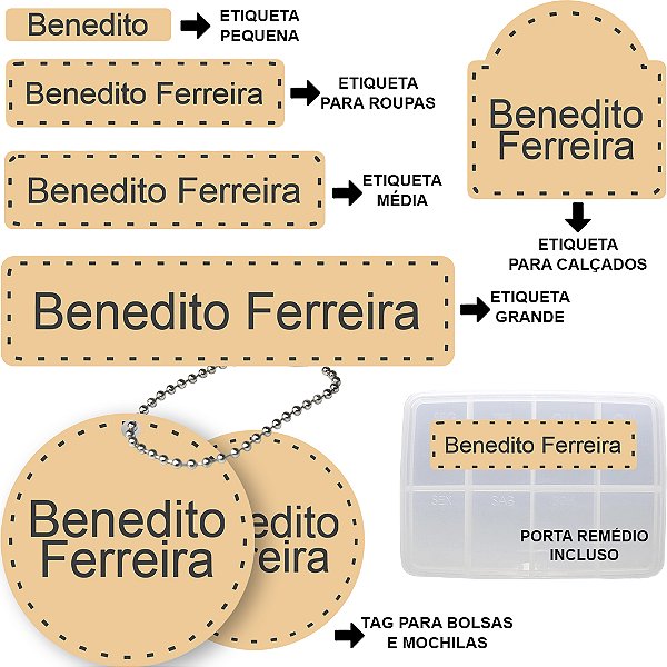 Kit de Etiquetas Personalizadas para Idosos – identificação fácil e durável para roupas e objetos