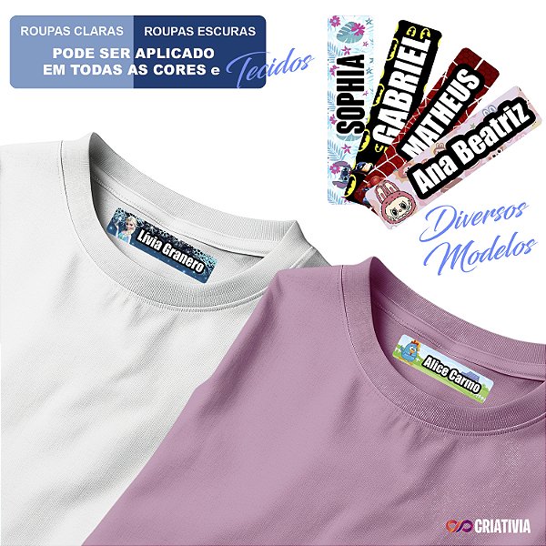 Etiqueta Termocolante para Roupas - Tema com Personagens