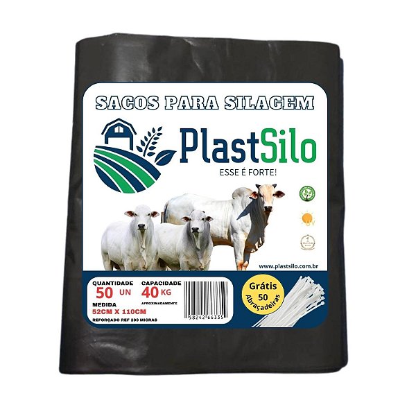 Saco Para Silagem Preto Pacote Com 50 Unidades + 50 Abraçadeiras