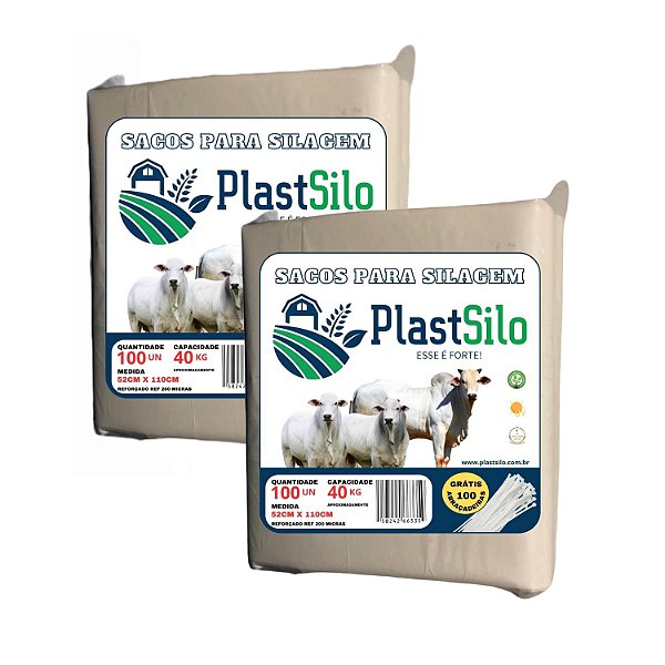 Saco Para Silagem Branco Pacote Com 200 Unidades + 200 Abraçadeiras